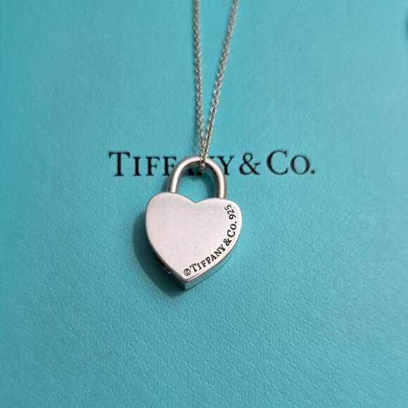 Tiffany & Co. Heart Lock Necklace On 16" Chain - Picture 5 of 5